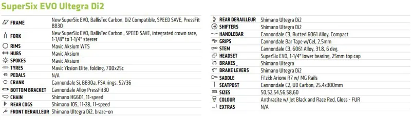 SuperSix EVO Ultegra Di2 Spec